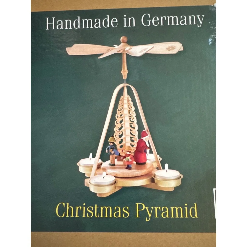 Richard Glaesser German Christmas Pyramid Wooden Carousel Santa Span Tree NEW